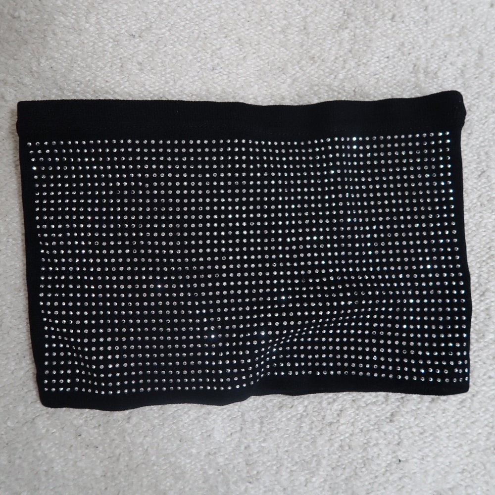 Rhinestone black tube top